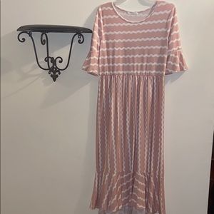 Pink & Cream High Low Dress